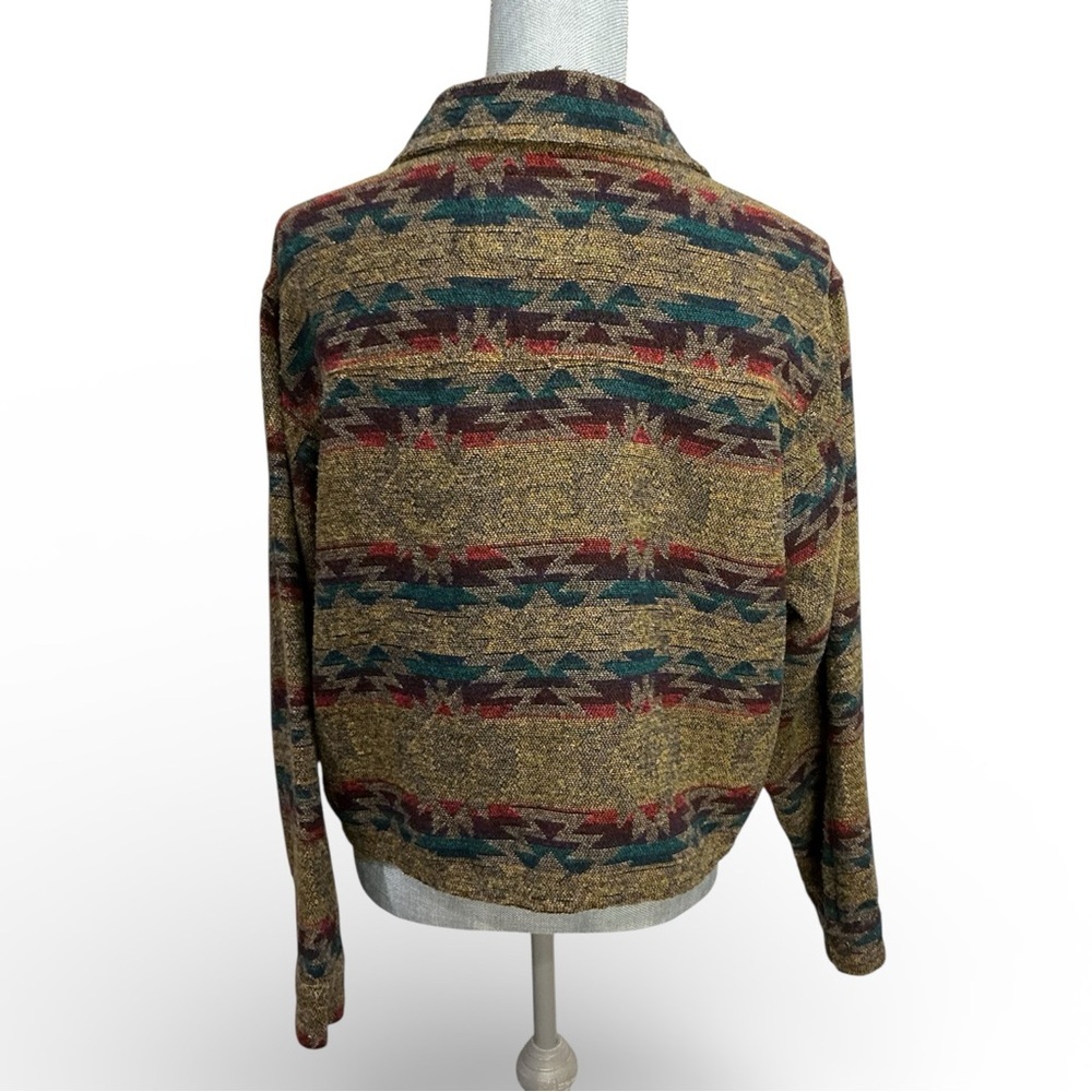 BBJ Los Angeles women’s Aztec Print Knit Snap Cropped Jacket, size XL - Picture 5 of 10